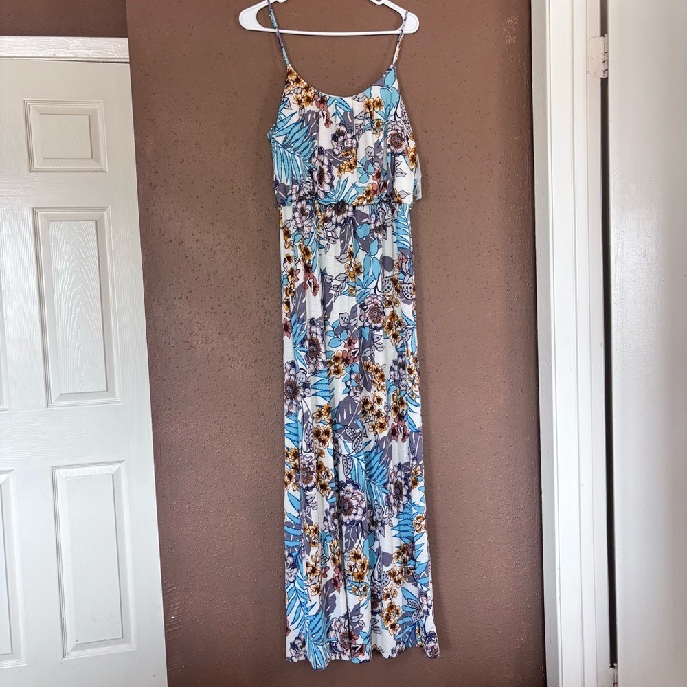 NAÏF Floral Tropical Maxi Dress Blue Purple XL DD286-61570 New with Tags